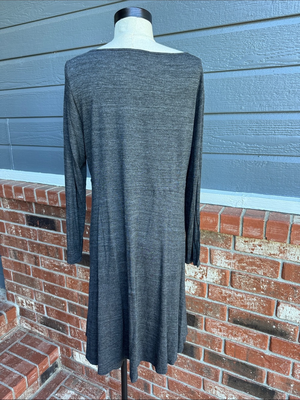 Eileen Fisher Gray Tencel Knit Long Sleeve Tunic Sweater High Side Slits Large L - Picture 5 of 7